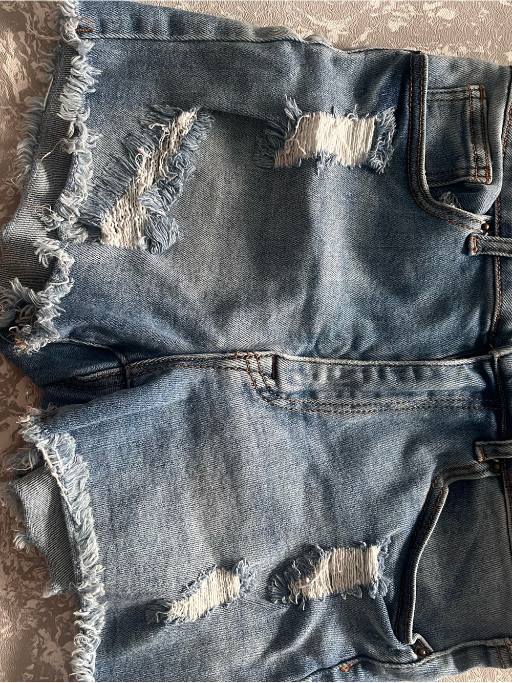 Wax Jean Light Blue Distressed Boyfriend Jeans Shorts